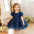 Girls' backless dress - new spring collection, european & american style, holiday party dress, kids' chic puff sleeve princess dress - cross-border e-commerce