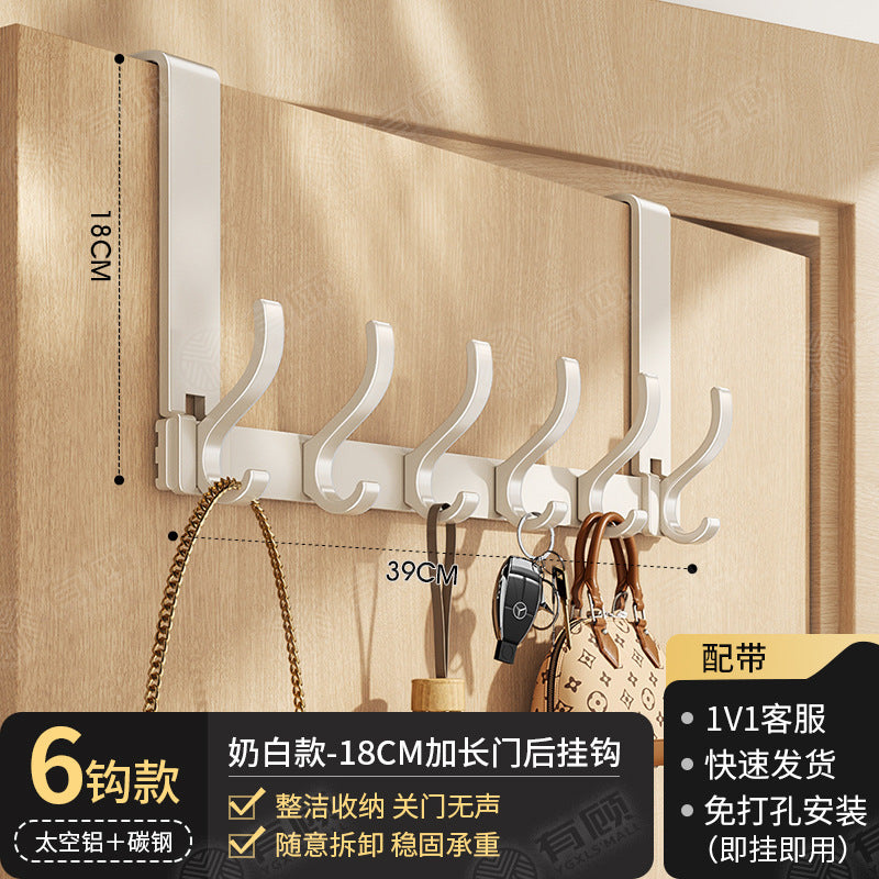 Over-the-door hook - no drilling required, universal for bedroom & bathroom, space aluminum, extra wide, heavy-duty, rustproof, multi-purpose storage