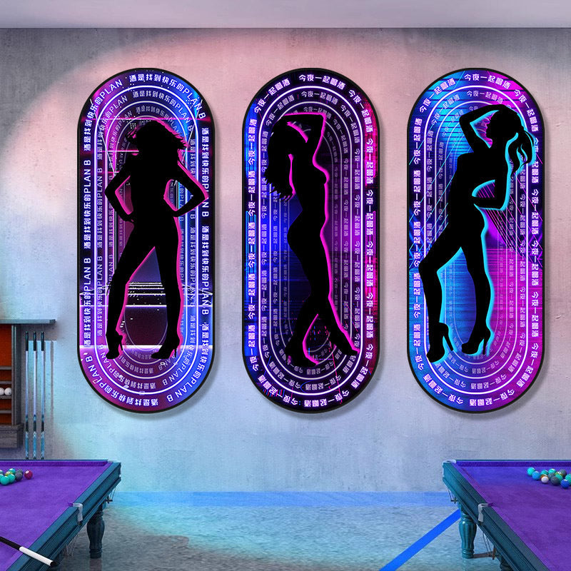 Bar nightclub sexy beautiful woman led ambient light hanging painting KTV tavern box club luminous abyss mirror decorative painting