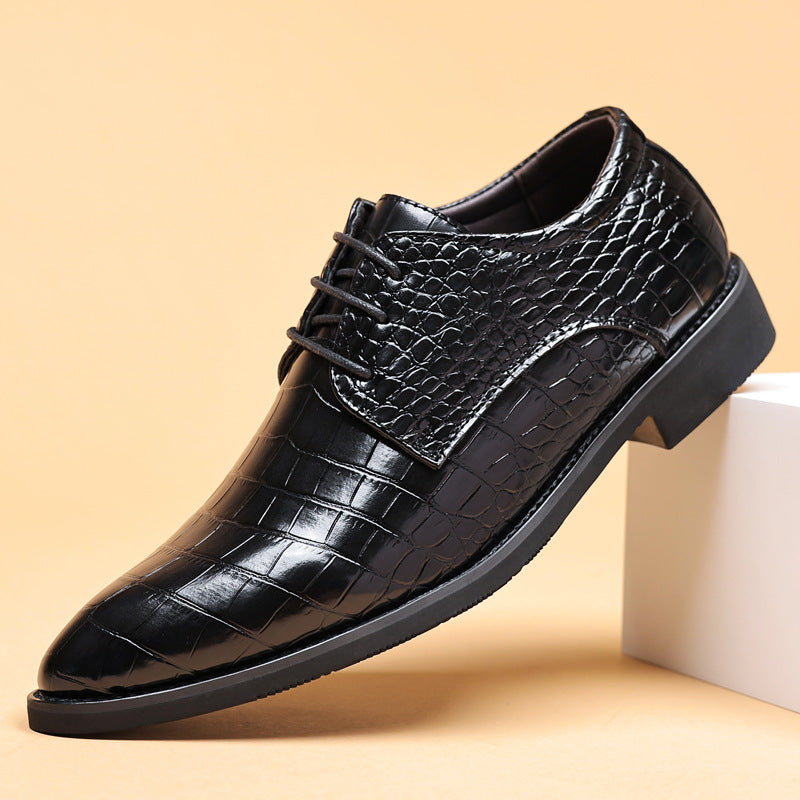 2024 men's leather dress shoes - new business casual style, crocodile embossed, british & korean design, pointed toe, plus sizes available