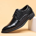 2024 men's leather dress shoes - new business casual style, crocodile embossed, british & korean design, pointed toe, plus sizes available