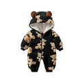 Multi-color baby romper -  autumn/winter collection - thickened winter style - hooded zip-up long sleeve onesie for infants and toddlers