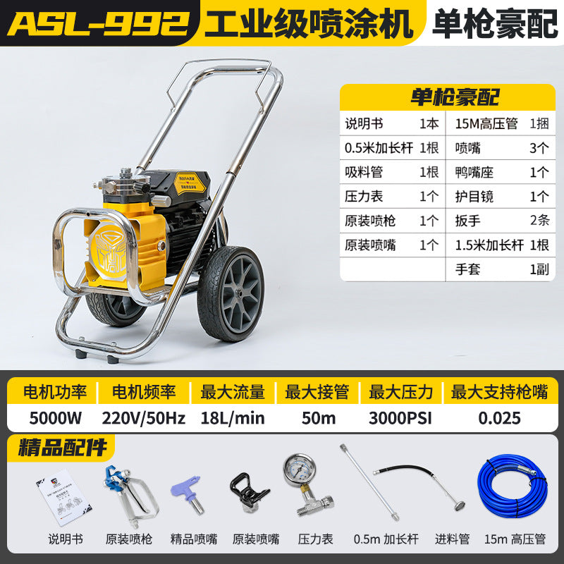 阿斯兰电动高压一体喷涂机油漆腻子抹灰多功能小型隔膜双枪喷漆机
