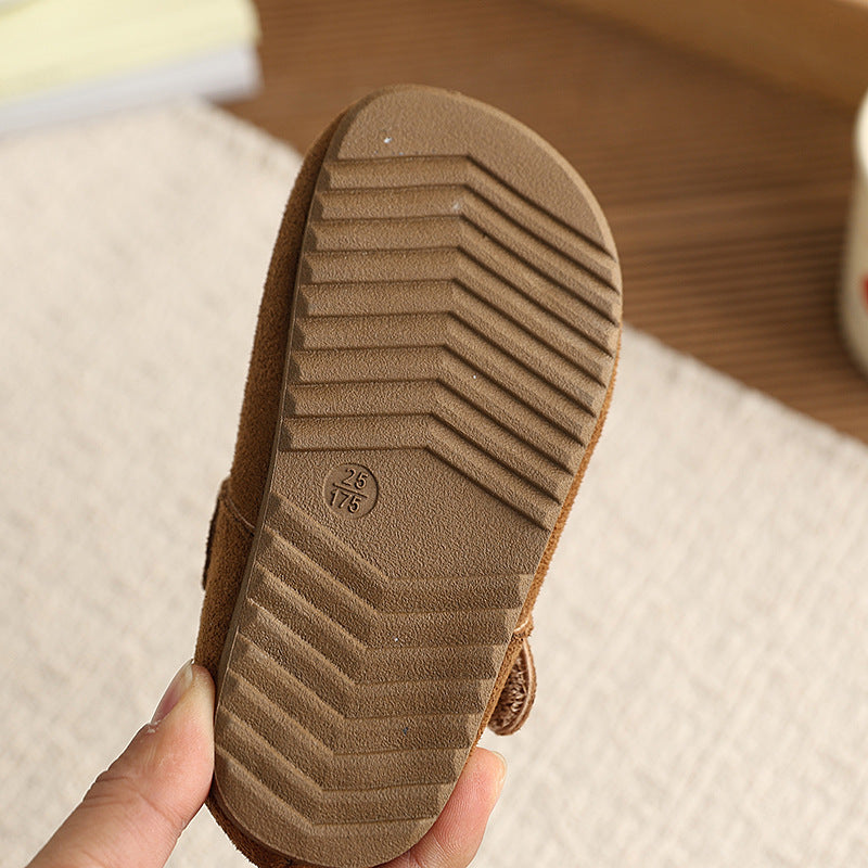 Vancahao little girl's cute birkenstock-style shoes  soft sole korean style girls' single shoes velcro casual baby shoes