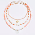 Bohemian beaded necklace wholesale european and american cross-border starfish pendant women's colorful soft clay shell stacked clavicle chain