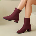 plus sizefashion slim boots women's mid heel short boots knittingspring & fall single boots pointed thick heel women's single boots