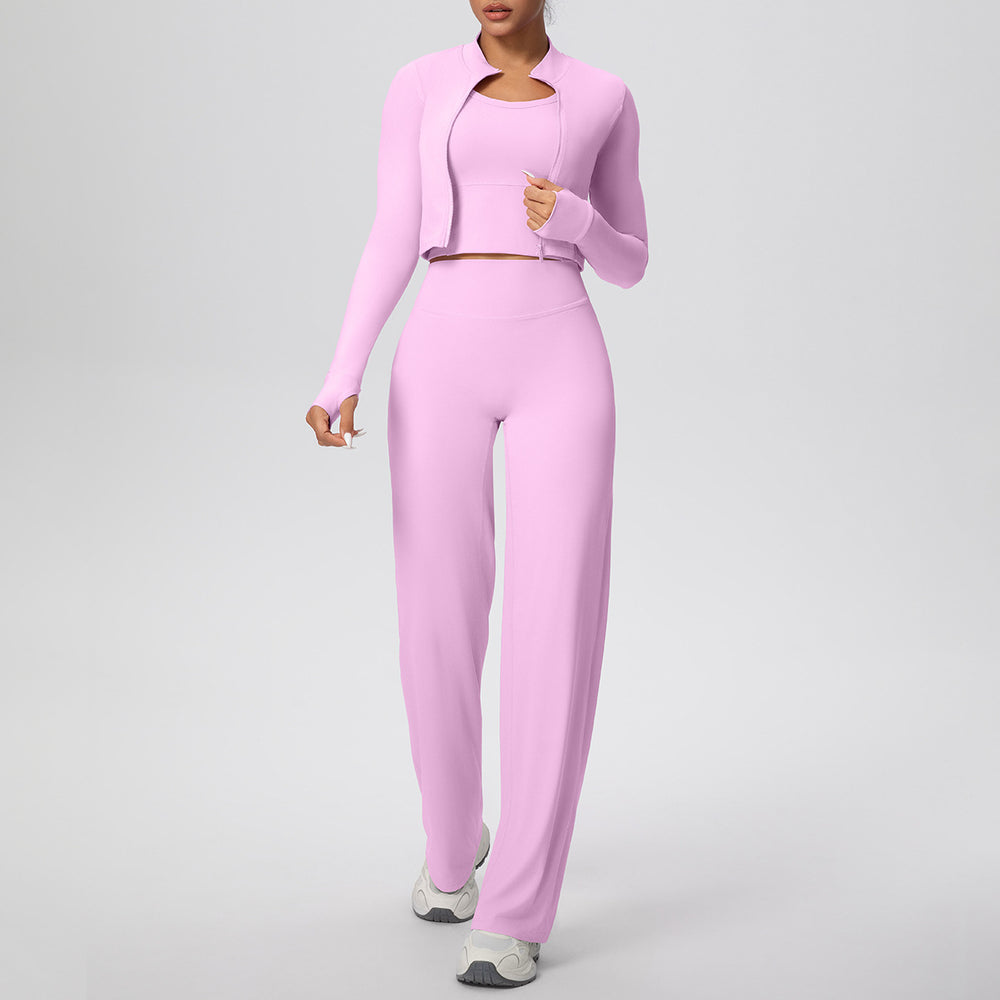 High-waisted, slim-fit, butt-lifting yoga set - cloud-like comfort, quick-dry, breathable activewear for outdoor running and fitness (3-piece)