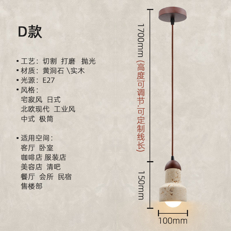 Vintage dining room light Bedroom bedside chandelier Cream wind wabi-sabi wind Bar light Yellow cave stone small decoration minimalist