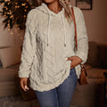Fall and wintercasualstuffed hooded tops stereo rhombus jacquard drawstring loosepulloversweatshirtheattechoutwear goods
