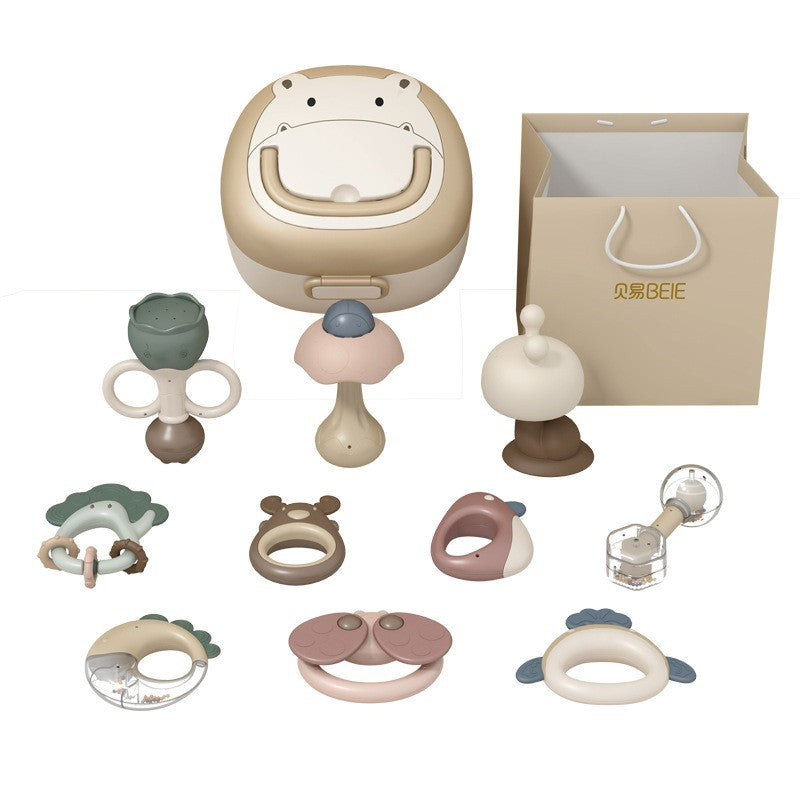 Beiyi baby hand rattle toy newborn toddler 0-6 months educational early education grasping training can bite tooth glue