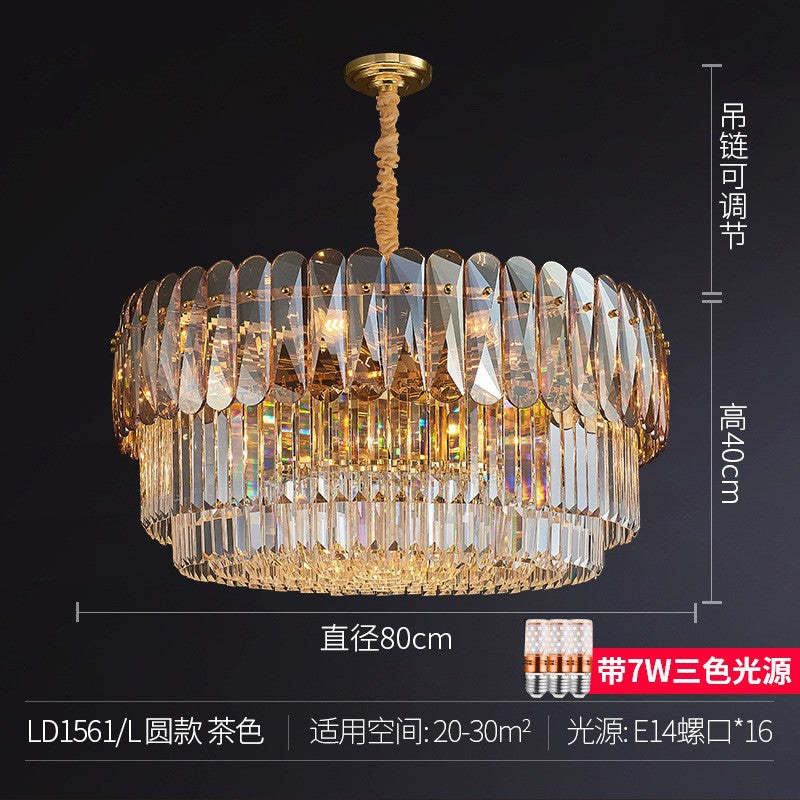 Light luxury crystal lamp creative living room chandelier post-modern simple atmosphere high-end villa Hong Kong-style restaurant bedroom lighting