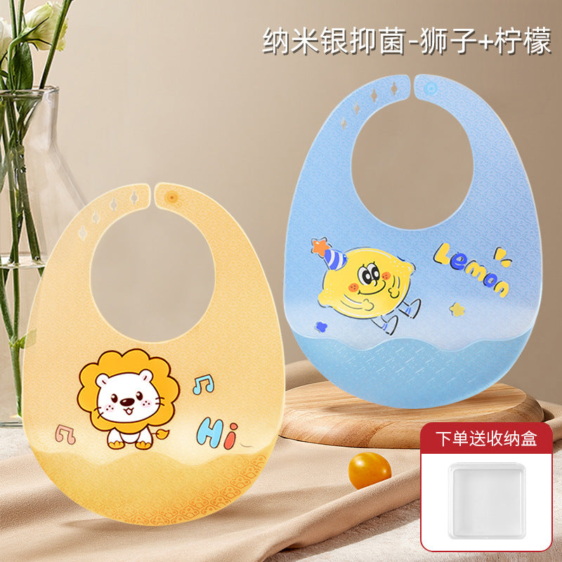 Baby eating bib silicone waterproofsoft bib kids feeding saliva bib baby food supplement bib