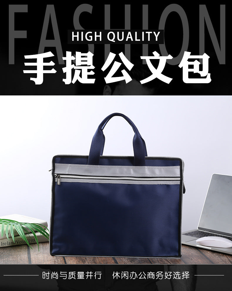 Oxford cloth document bag zipper file folder envelope business briefcase with printed logo - large capacity for meetings