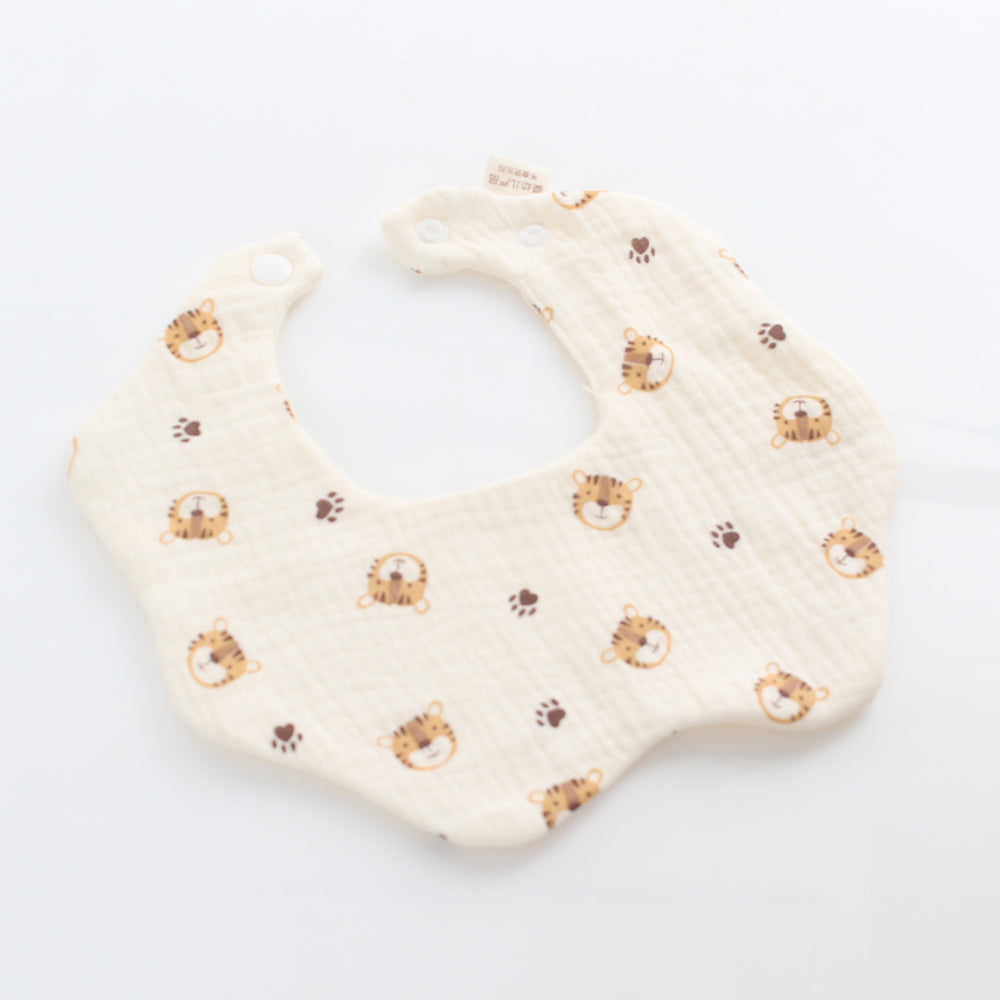 Gauze pure cotton baby saliva towel baby newborn six-layer eating bib cartoon water-absorbent anti-fouling bib wholesale