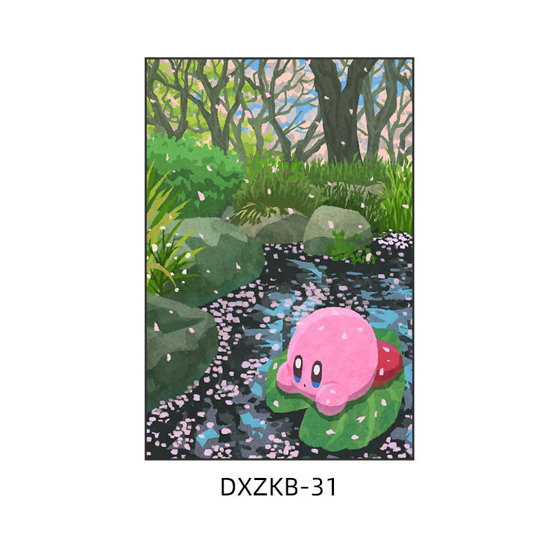 Star Kirby decorative painting pink girl bedroom children's room hanging painting cartoon animation cute princess bedside mural