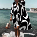 exportfashionplus size women's loosenew arrivaldigital printinglong sleeves lapel shirtdress