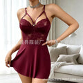 new arrival sexy intimates heart diamond buckle lacepatchwork low-cut suspender skirt backless sexy nightgown