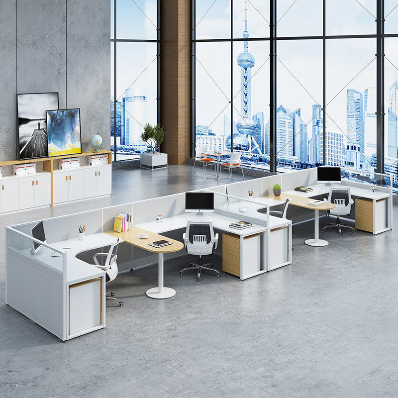 Saint li staff office desk 3/46 seater minimalist modern desk and chair creative partition employee desk workstation office furniture