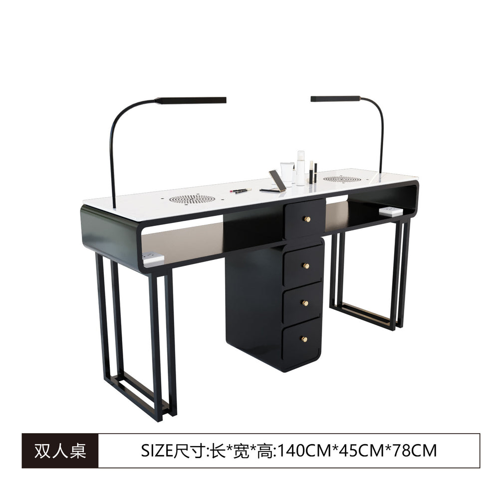 New arrival: extra-wide 45 turbine engraved grade vacuum marble & porcelain surface multifunctional minimalist nail table and chair set