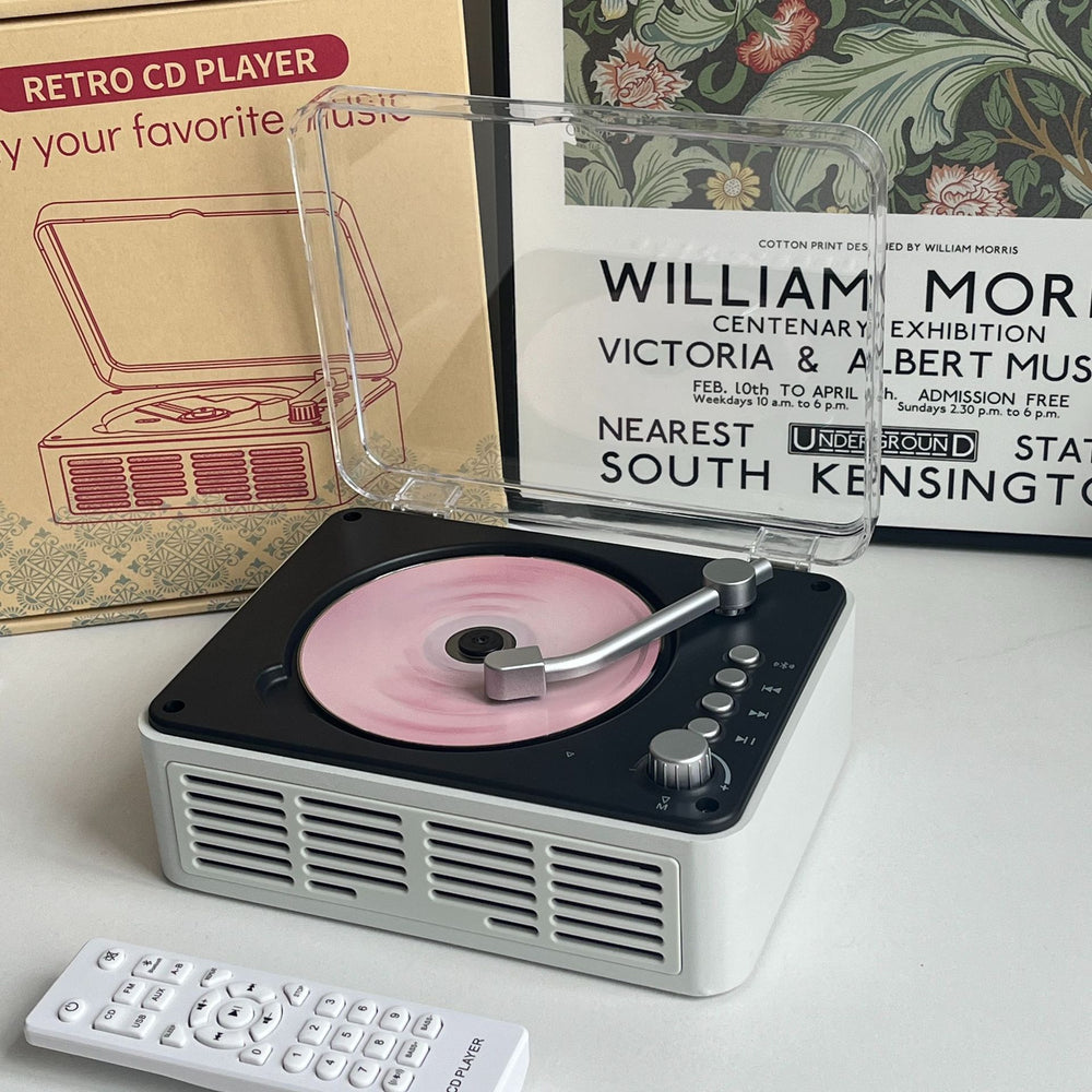 Retro multifunctional cd player bluetooth radio wooden speaker transparent dustproof high-fidelity stereo sound