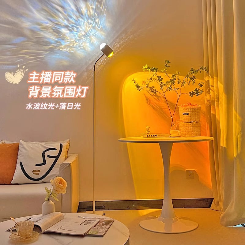 Water ripple atmosphere lamp popular sunset high-end double-head floor-standing live broadcast room background beauty salon bedroom sunset lamp