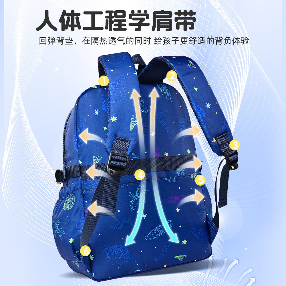 New primary school schoolbag Grade 3-6 children's backpack, light and large capacity spine protection and burden reduction boy schoolbag