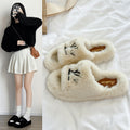 Embroidered trendy slippers for women, autumn/winter new arrivals, versatile retro comfort, fuzzy slippers, korean style cotton slippers