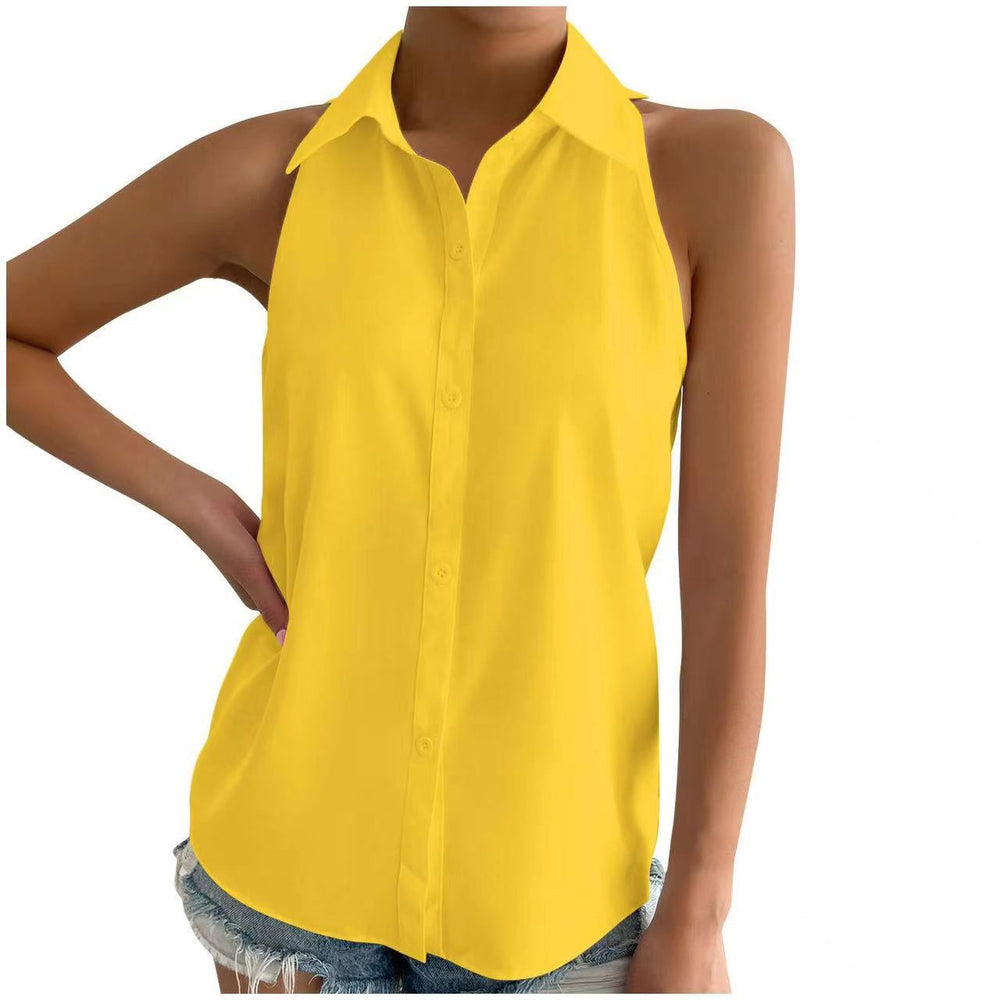 Satin sleeveless blouse for women - new spring satin top - casual commute solid color blouse - wholesale