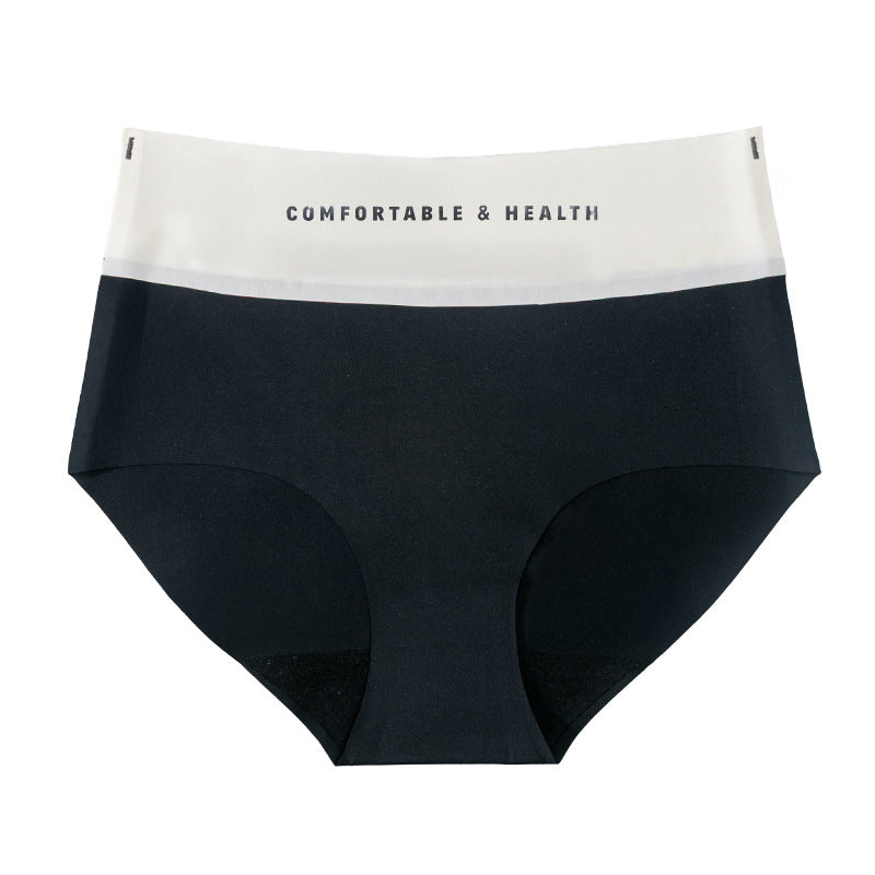 European and american cross-border exclusive: women's seamless high-waisted thong panties - color block design, ice silk nylon, high-stretch comfort