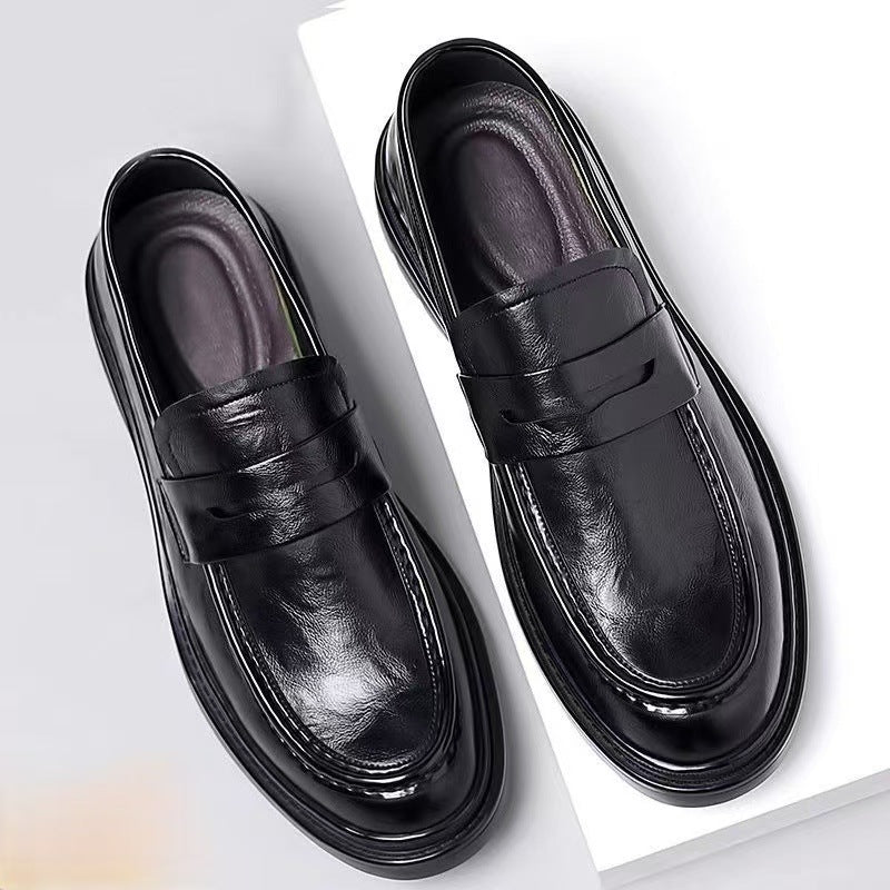 New men's leather shoes - slip-on style, perfect for business, weddings, interviews, and casual wear. featuring a comfortable, thick sole and a classic british design