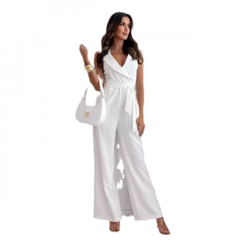 fashion cross-border women's clothing  new arrivalhigh waistwork clothing waist strap jumpsuitpants