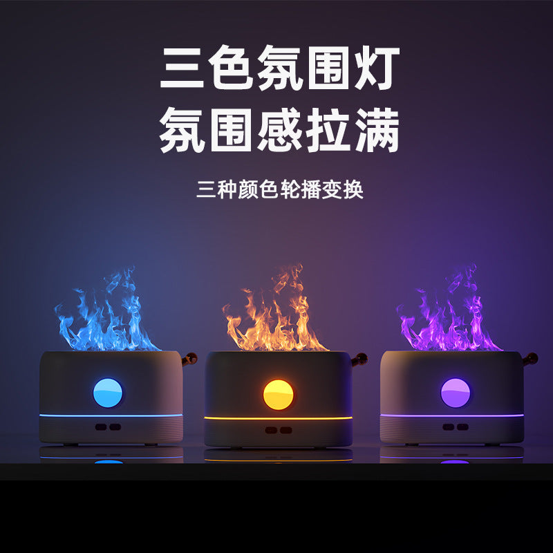 New dual-color simulated flame aroma diffuser - ultrasonic humidifier for home, office, and desktop use - amazon export quality