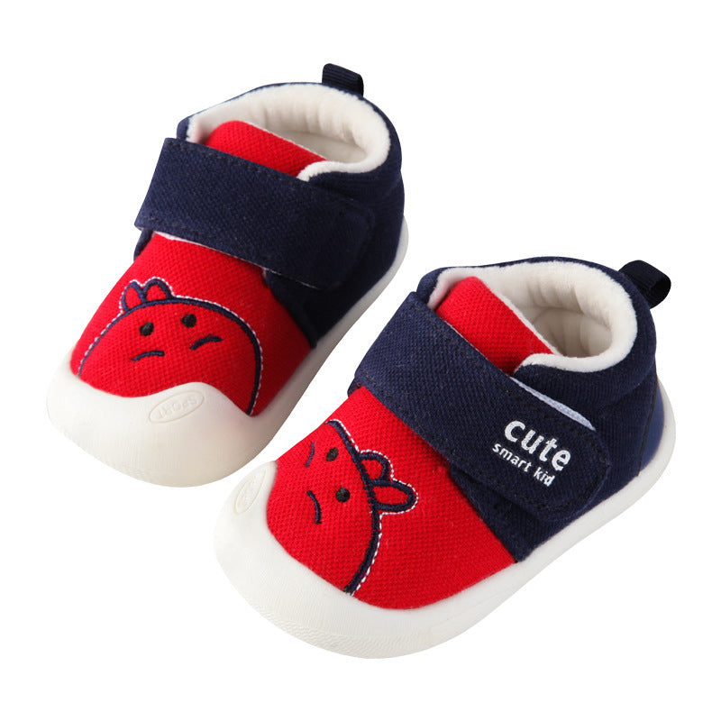 Toddler shoes for baby boys and girls, autumn/winter infant shoes, fleece-lined and thickened, soft-soled cotton shoes for babies and toddlers aged 0-1 to 2 years old