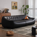 Bean bag sofa retro oil wax leather medieval style designer living room straight row three-person slotaccessible luxury first-layer cowhide sofa