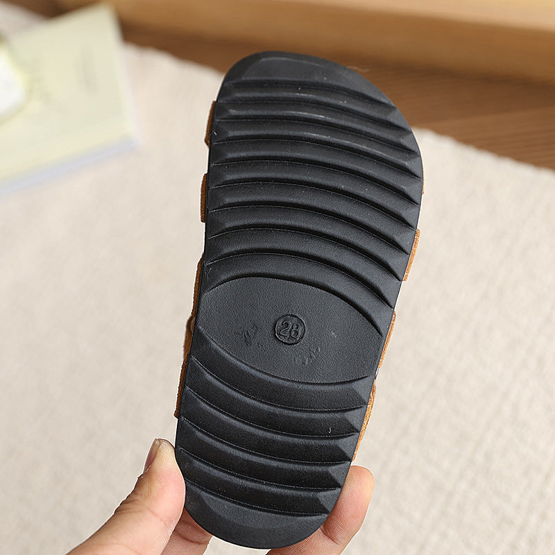 Plus size bag head stripes half slippers women's thick sole soft bottom slip-on outwear sandals plaidk-style birkenstock sandals
