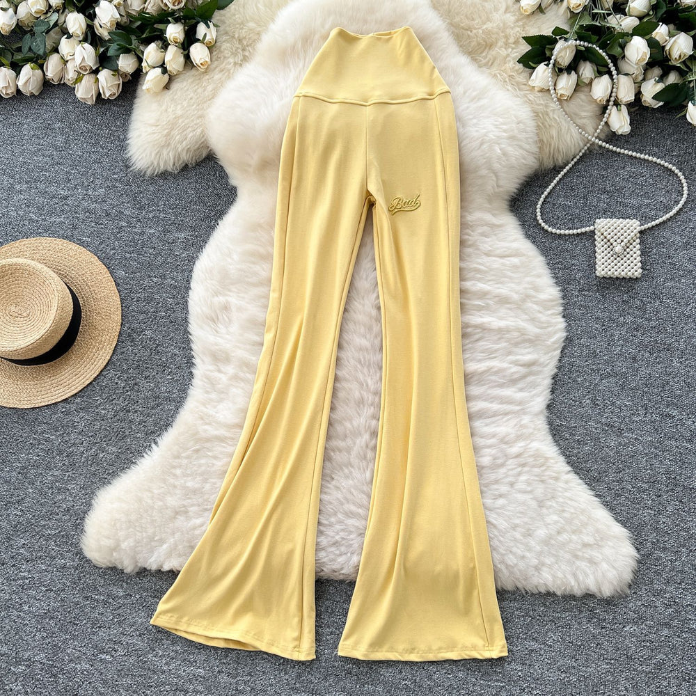 European and american ins wear women's autum relaxed casual high waist silm hip pants sports yoga flared pants