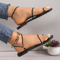 Export new arrival thin strap plus size woven thin strap sandals casual lightweight flats beach shoes toe roman shoes