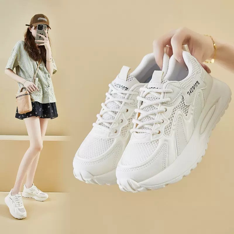 Spring autum women's shoes new arrival breathable mesh sneakers women's k-style thick solecasual soft bottom running dad shoes women