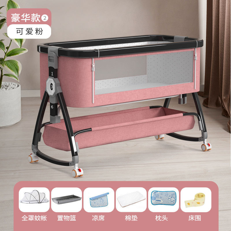 Aluminum alloy baby crib - portable, foldable, multi-functional bassinet - newborn splice bed