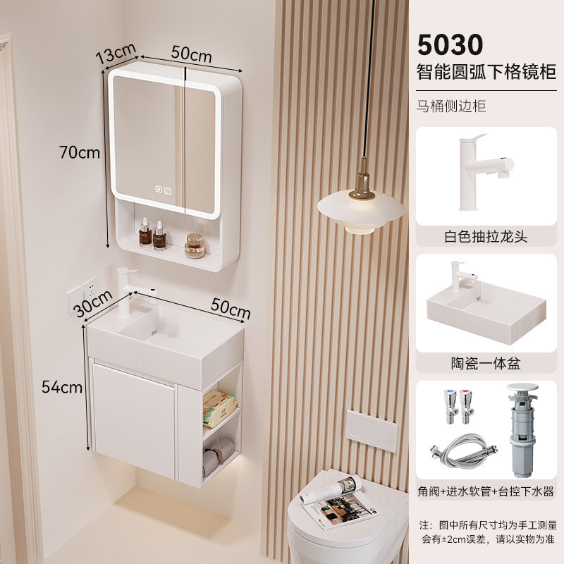 Waterproof honeycomb aluminum small apartment side open room storage bathroom cabinet combination ceramic wash basin washbasin washbasin