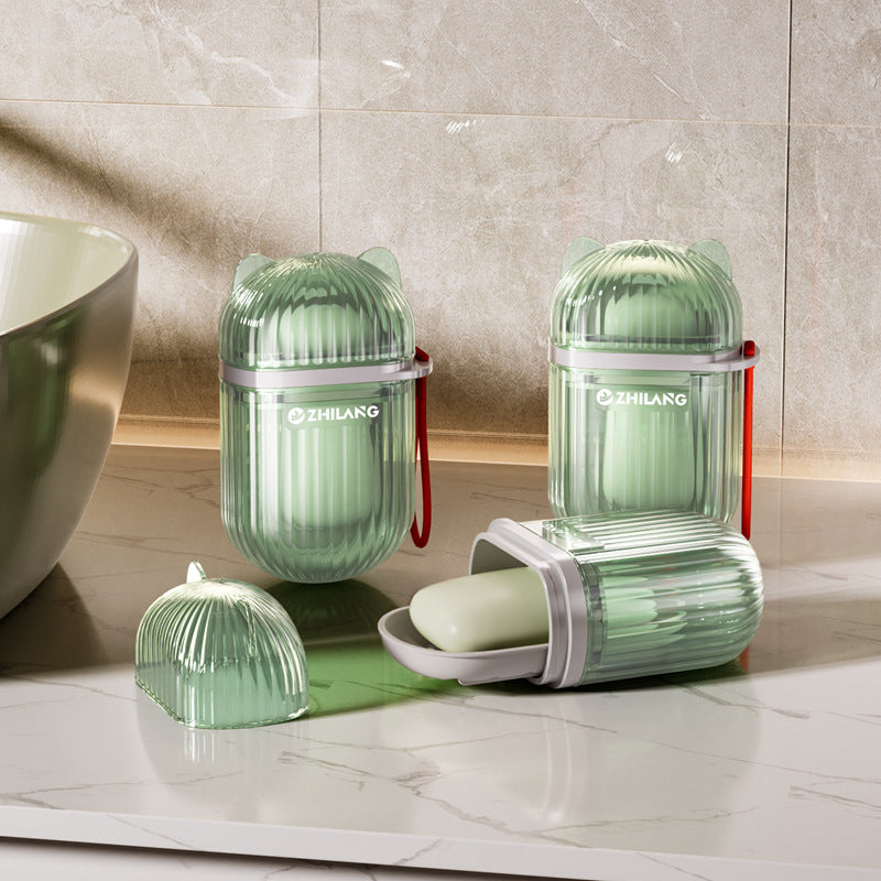 Transparent light luxury premium soap dish - travel-friendly mini soap box with airtight lid and drainage