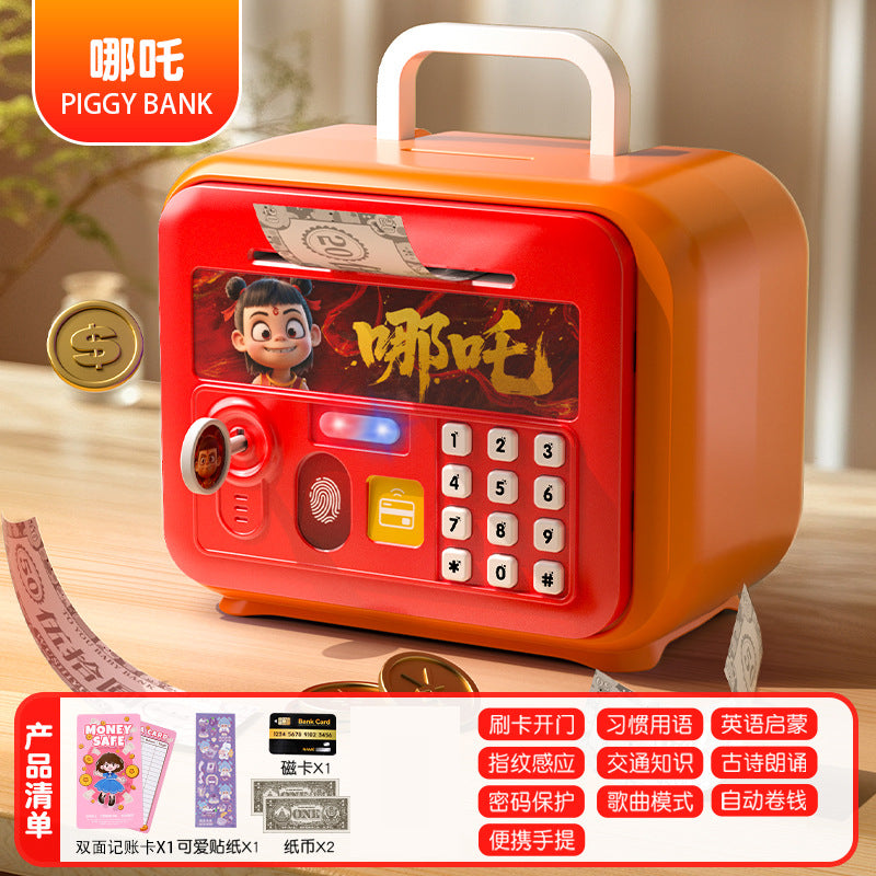 Nezha kids boys and girls piggy bank safe cabinet key password box savings coin storage storage