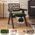 Used wabi-sabi style light luxury solid wood chair chandigarh home chair retro armchair stool high back dining chair