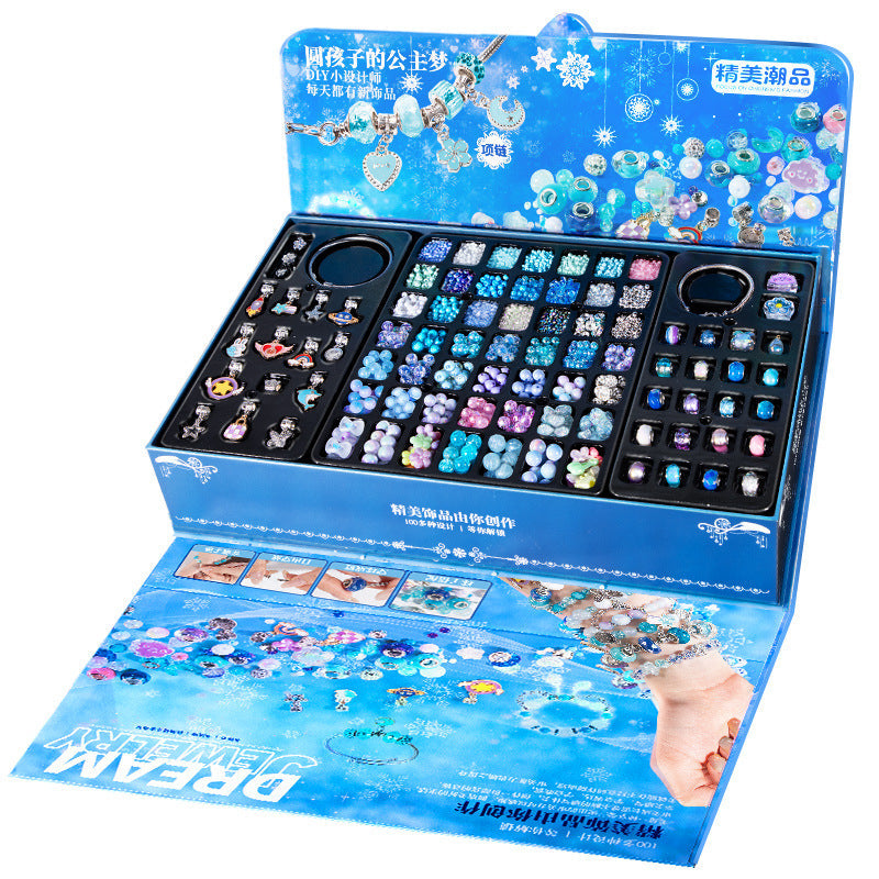 Children's Day Girls Jewelry Jewelry Box Puzzle DIY Beaded Toys Cartoon Play House Jewelry Birthday Gift