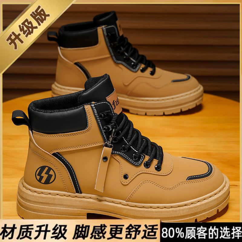 Boots men's spring 2025new arrivalabrasion resistant men's shoes workwear boots men's british style casual shoes rhubarb boots trendy shoes