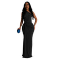 C6940 cross-border   fashion women's independent station one shoulder evening dress silmdress