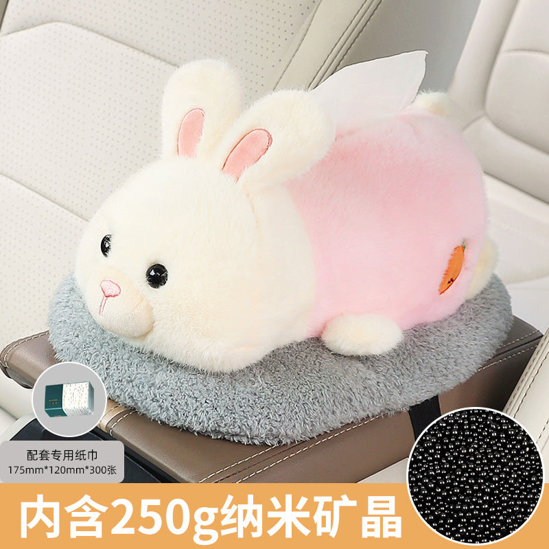 Car tissue box, armrest box, pumping carton, creative car bamboo charcoal bag ornament, high-end doll, car decoration