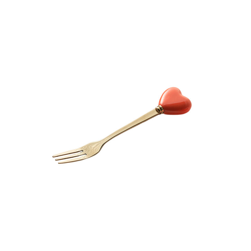Luxury ceramic spoon stainless steel coffee spoon afternoon tea cake dessert spoon cross-border high-value small fork soup spoon