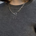 Sweater necklace wholesale european and american cross-border personalized jewelry women's butterfly niche high-end ot buckle autumn and winter accessories necklace