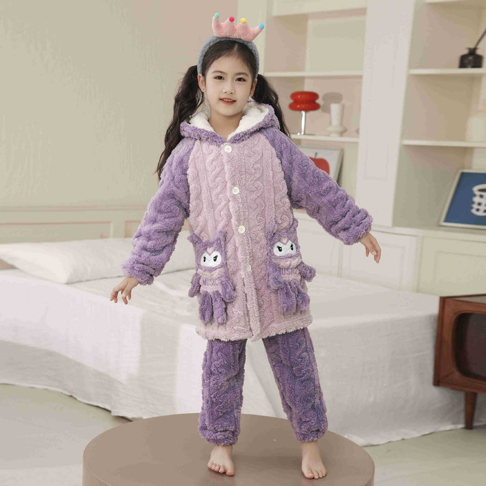 Kids pajamasfall and winter style new arrival coral velvet girl nightgown autum flannel big child girl bathrobe warm
